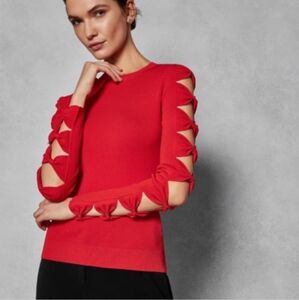 🎀 Ted Baker Yonoh Cutout Bow-Sleeve Sweater
